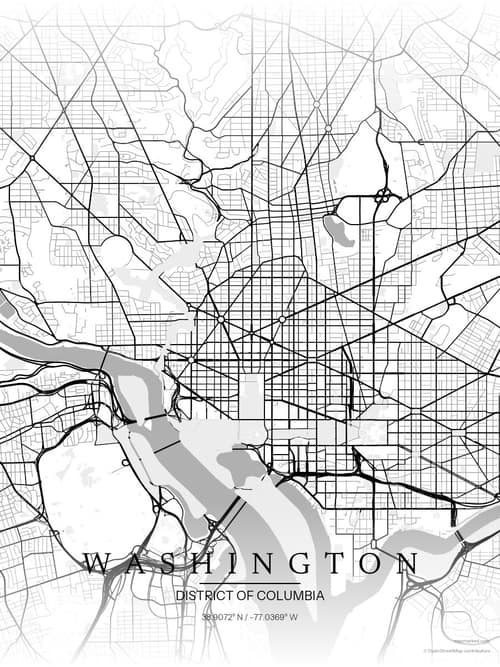 Washington map art print in Chalk Gallery — minimalist city map poster