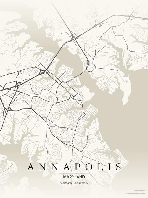 Annapolis map art print in Sandstone — minimalist city map poster