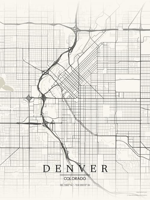 Denver map art print in Sandstone — minimalist city map poster