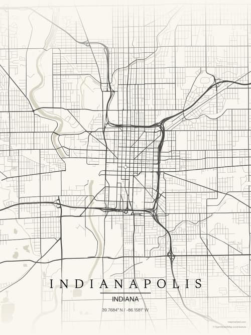 Indianapolis map art print in Sandstone — minimalist city map poster