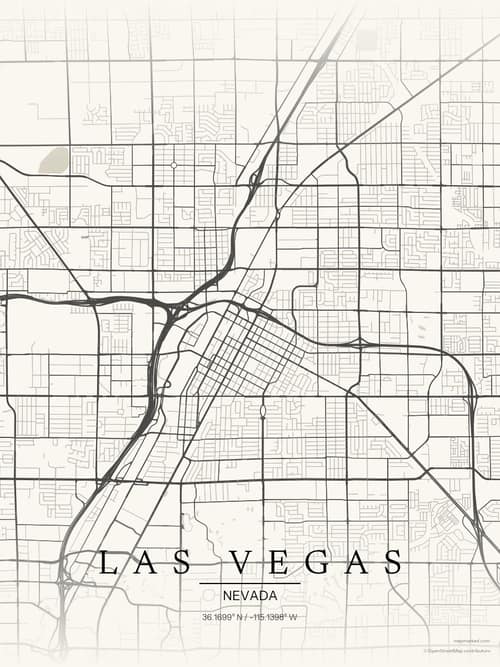 Las Vegas map art print in Sandstone — minimalist city map poster