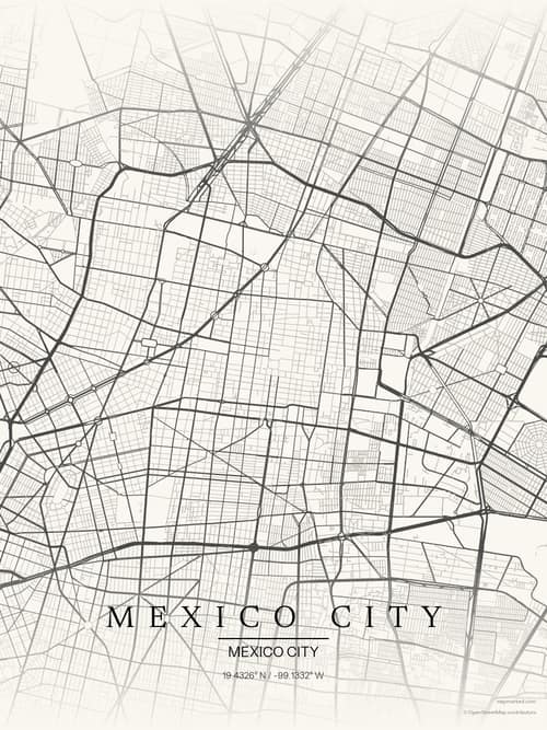 Mexico City map art print in Sandstone — minimalist city map poster