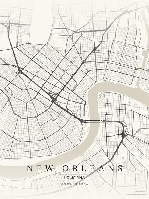 New Orleans map art print in Sandstone — minimalist city map poster