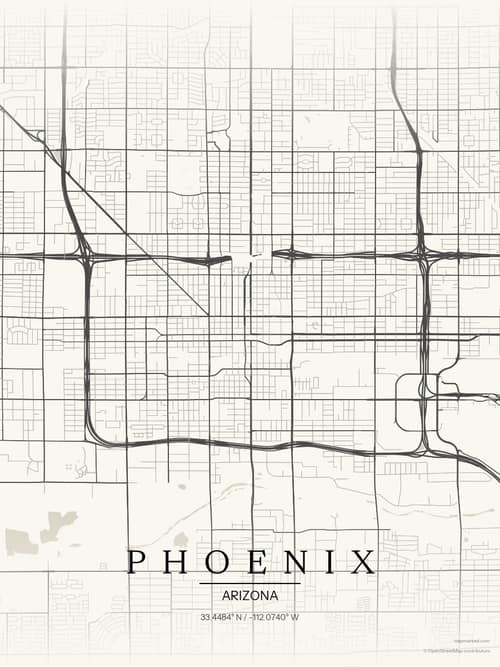 Phoenix map art print in Sandstone — minimalist city map poster