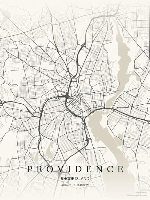 Providence map art print in Sandstone — minimalist city map poster