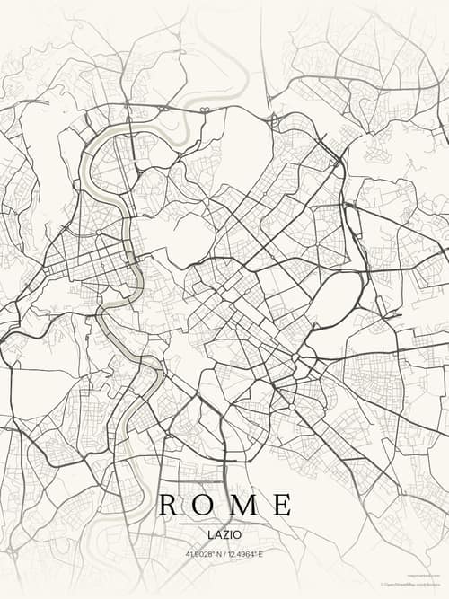 Rome map art print in Sandstone — minimalist city map poster