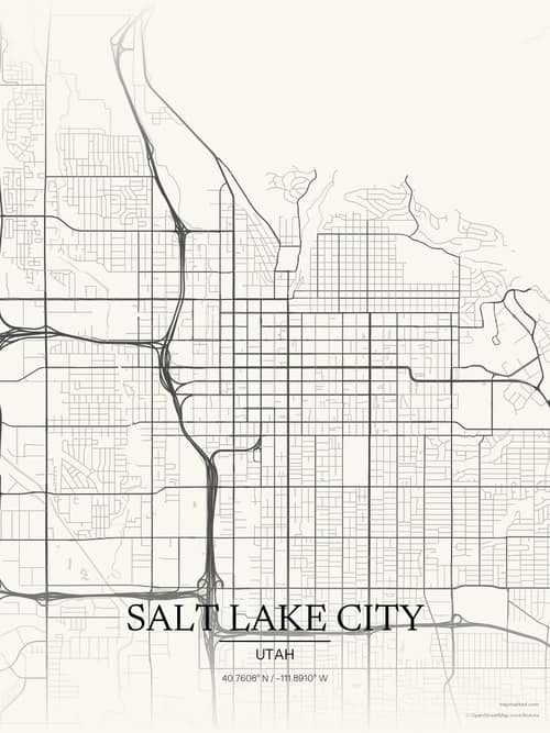 Salt Lake City map art print in Sandstone — minimalist city map poster