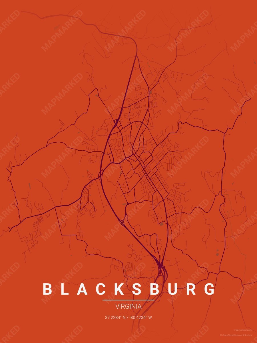 Orange & Maroon Prime style sample on Blacksburg