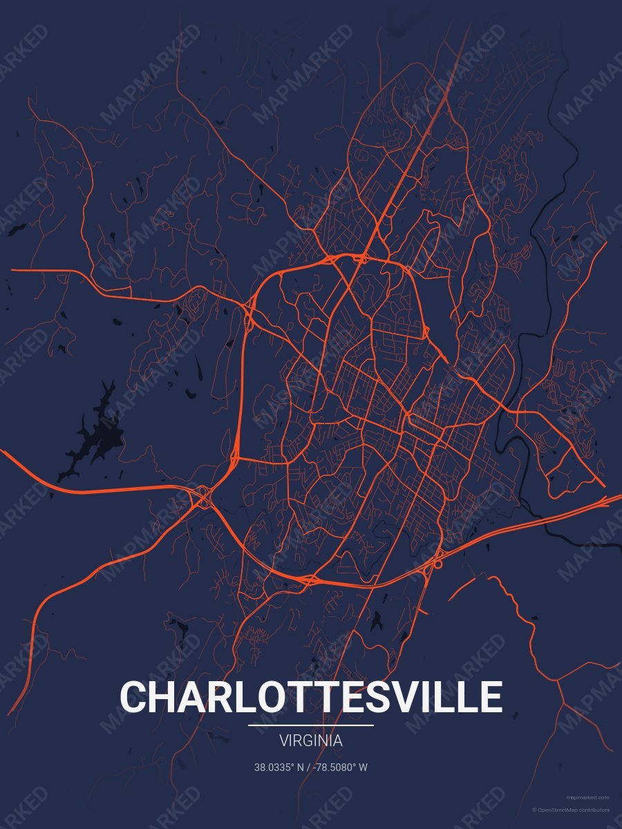 Blue & Orange Contrast style sample on Charlottesville