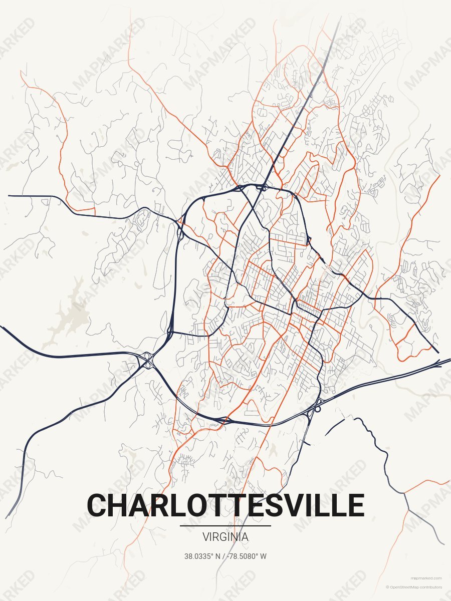 Cream, Blue & Orange Heritage style sample on Charlottesville