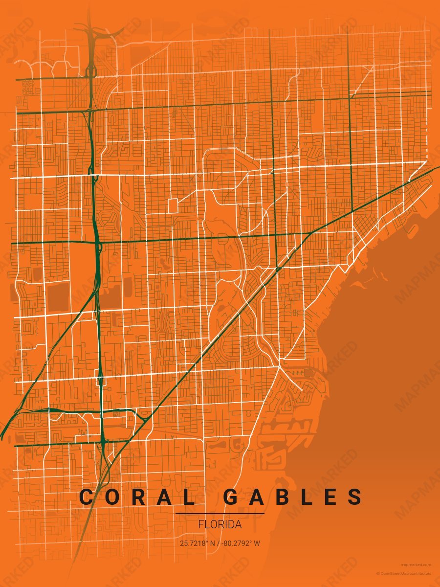Orange, Green & White Statement style sample on Coral Gables