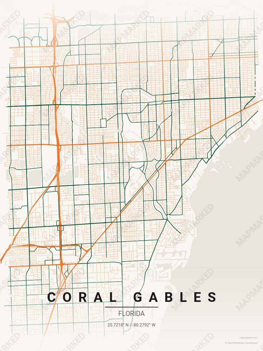 Cream, Orange & Green Range style sample on Coral Gables
