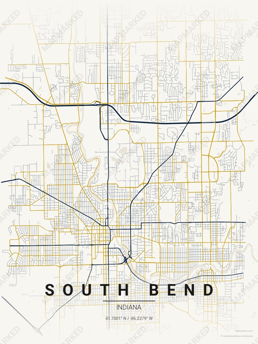 Cream, Blue & Gold Atlas style sample on South Bend