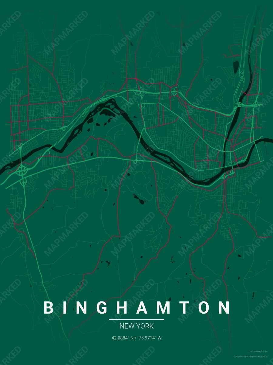 Deep Green, Green & Red Verve style sample on Binghamton New