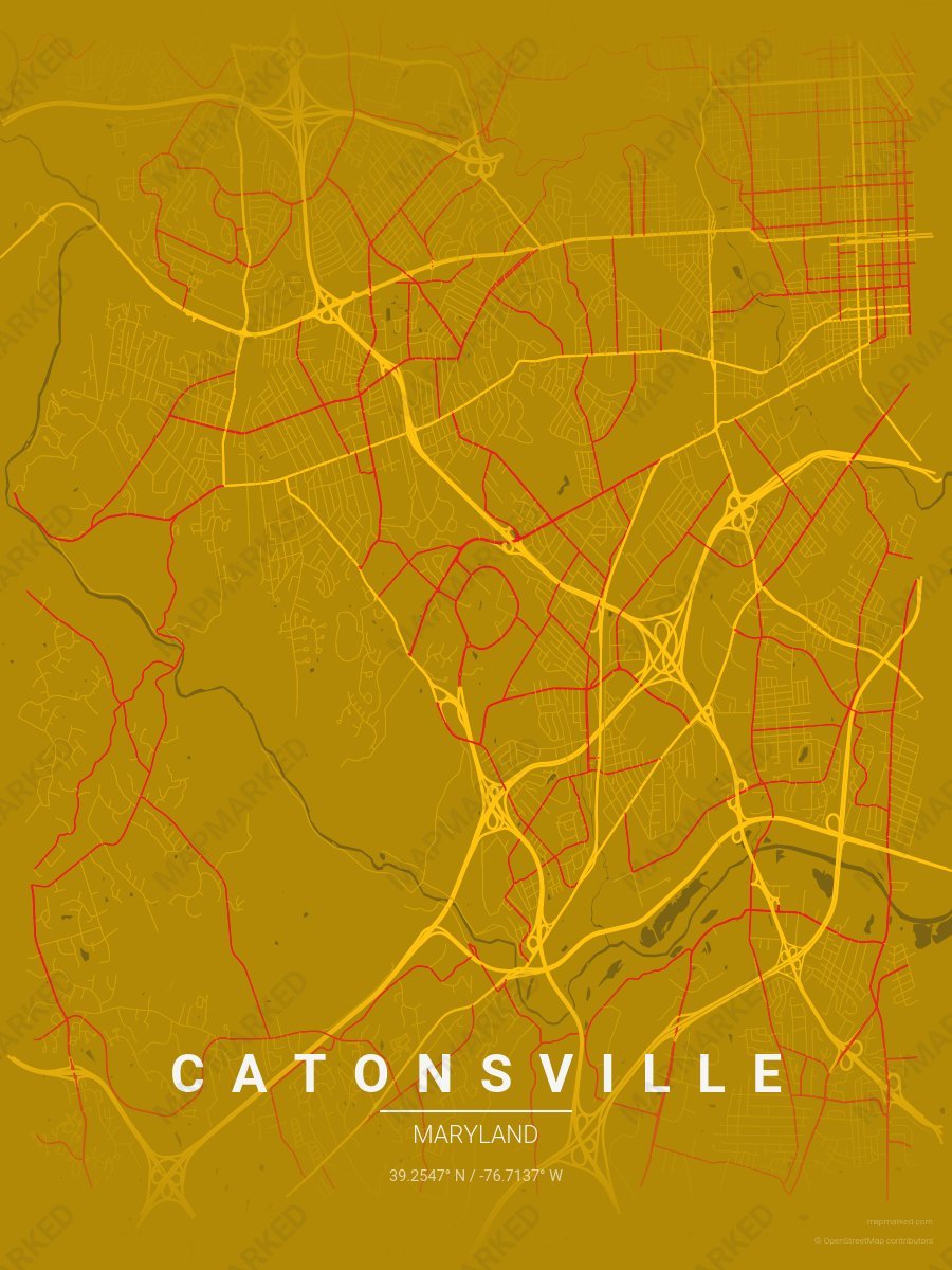 Brown, Gold & Red Signature style sample on Catonsville