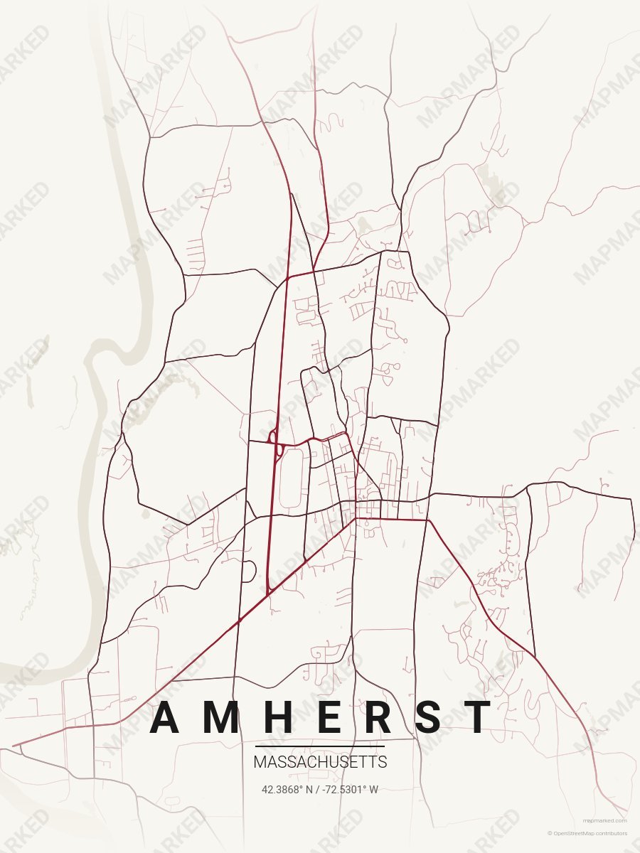 Cream, Red & Dark Red Standard style sample on Amherst