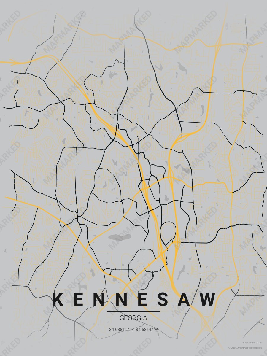 Silver, Gold & Black Contrast style sample on Kennesaw