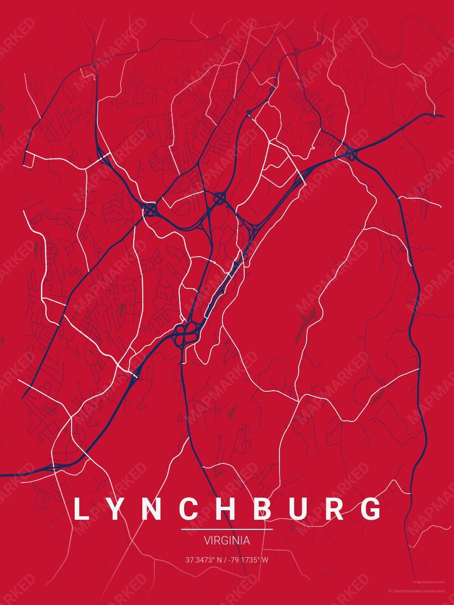 Red, Blue & White Statement style sample on Lynchburg