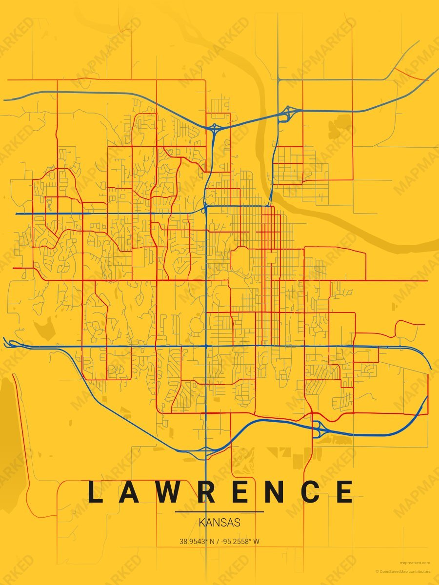 Yellow, Blue & Crimson Craft style sample on Lawrence