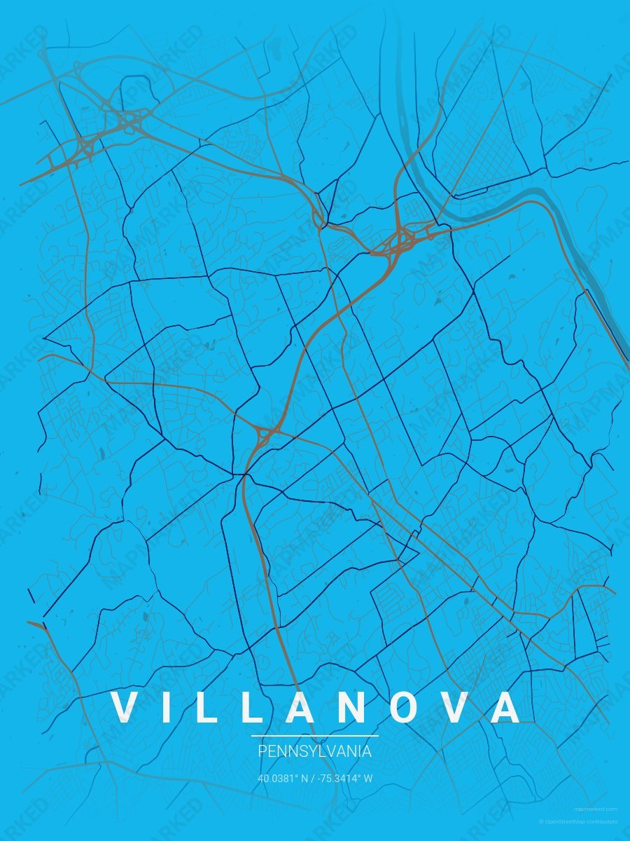 Light Blue, Gold & Navy Verve style sample on Villanova