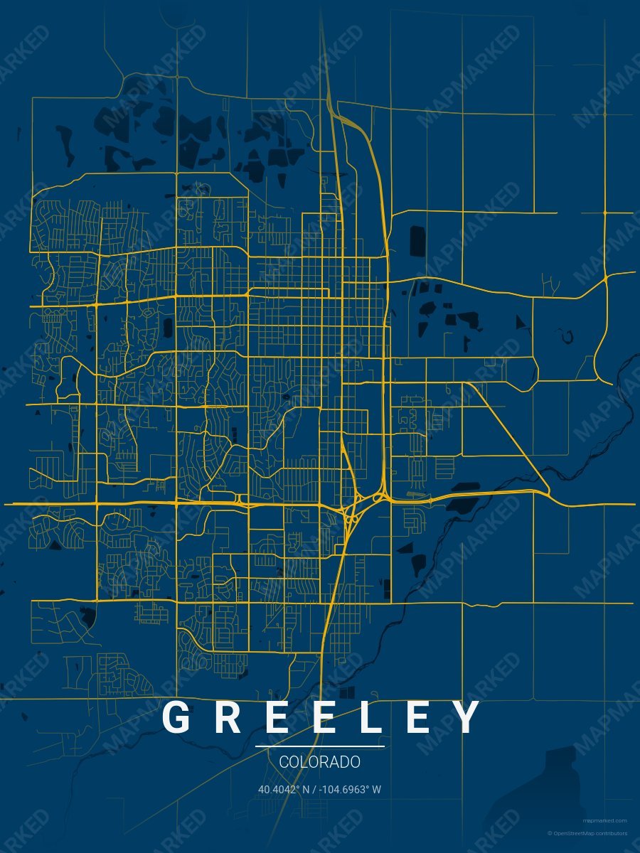 Blue & Gold Verve style sample on Greeley