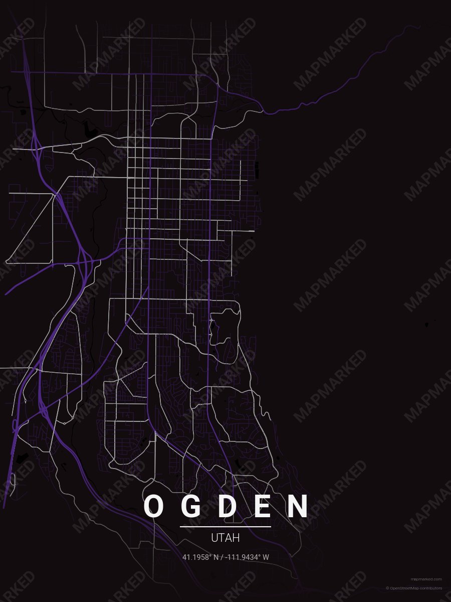 Black, Purple & Gray Icon style sample on Ogden