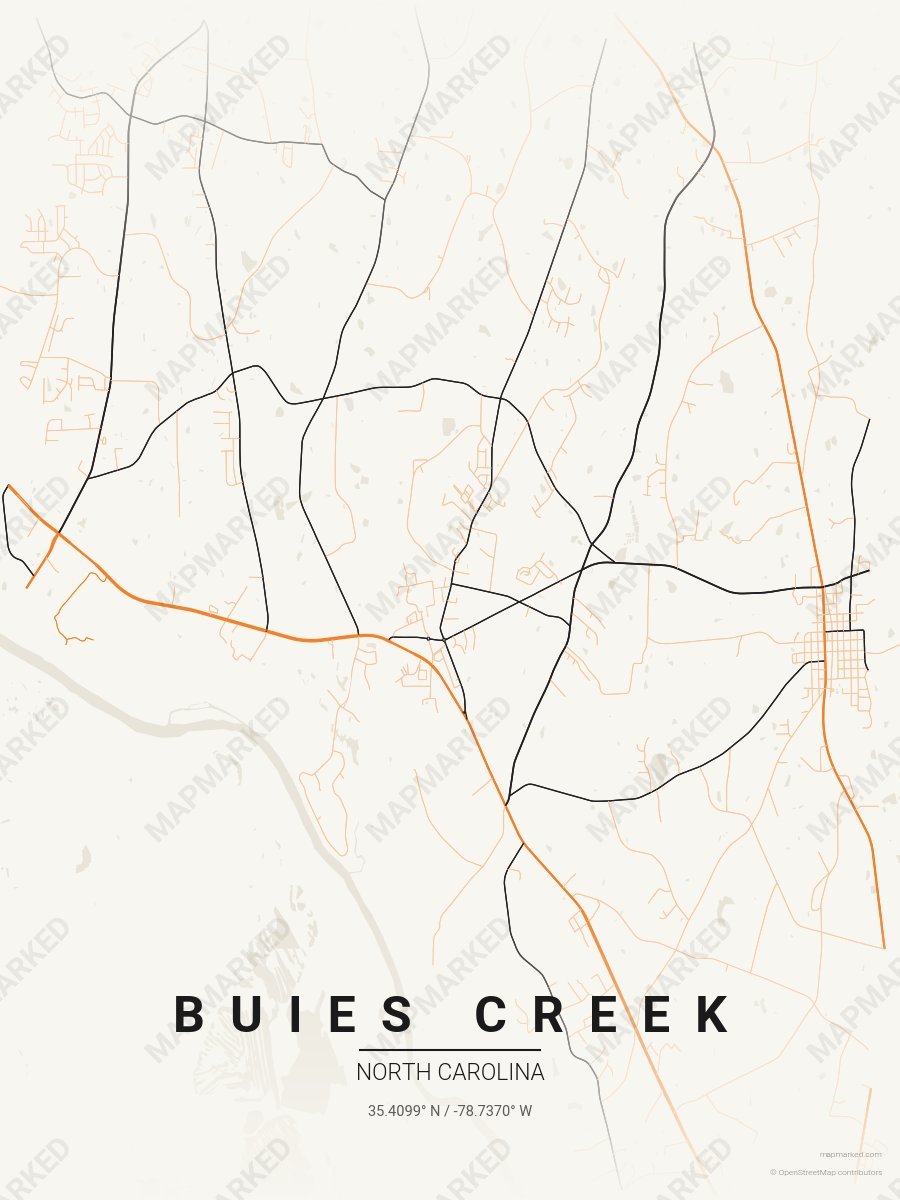Cream, Orange & Black Icon style sample on Buies Creek North