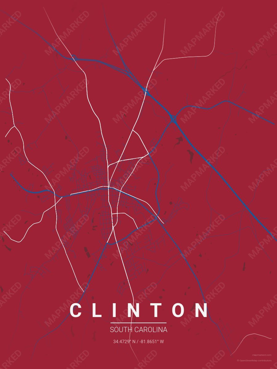 Red, Blue & White Bold style sample on Clinton South