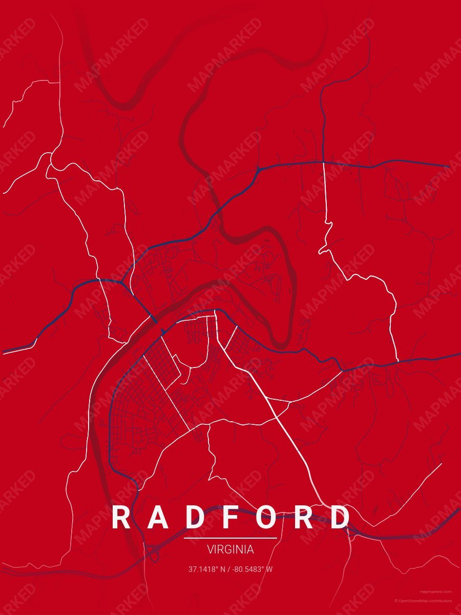 Red, Blue & White Standard style sample on Radford