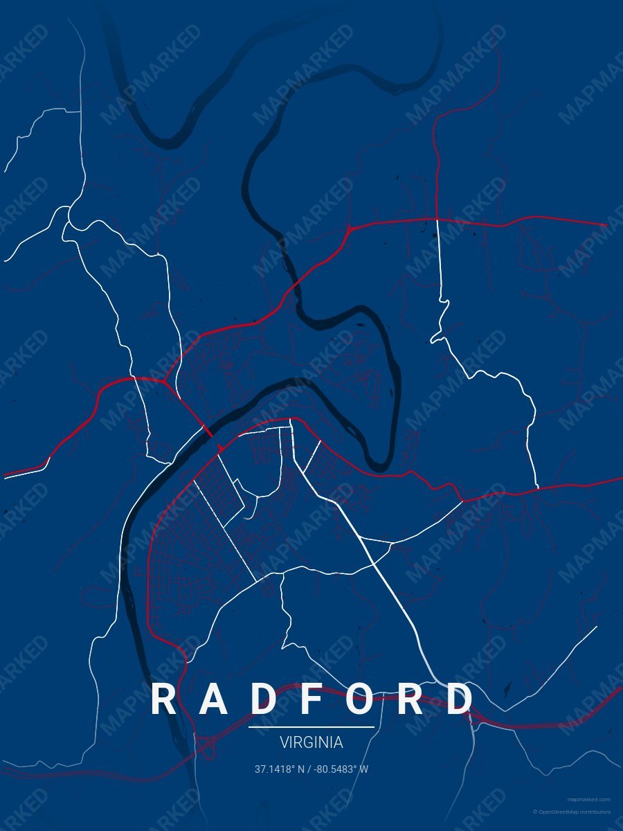 Blue, Red & White Modern style sample on Radford