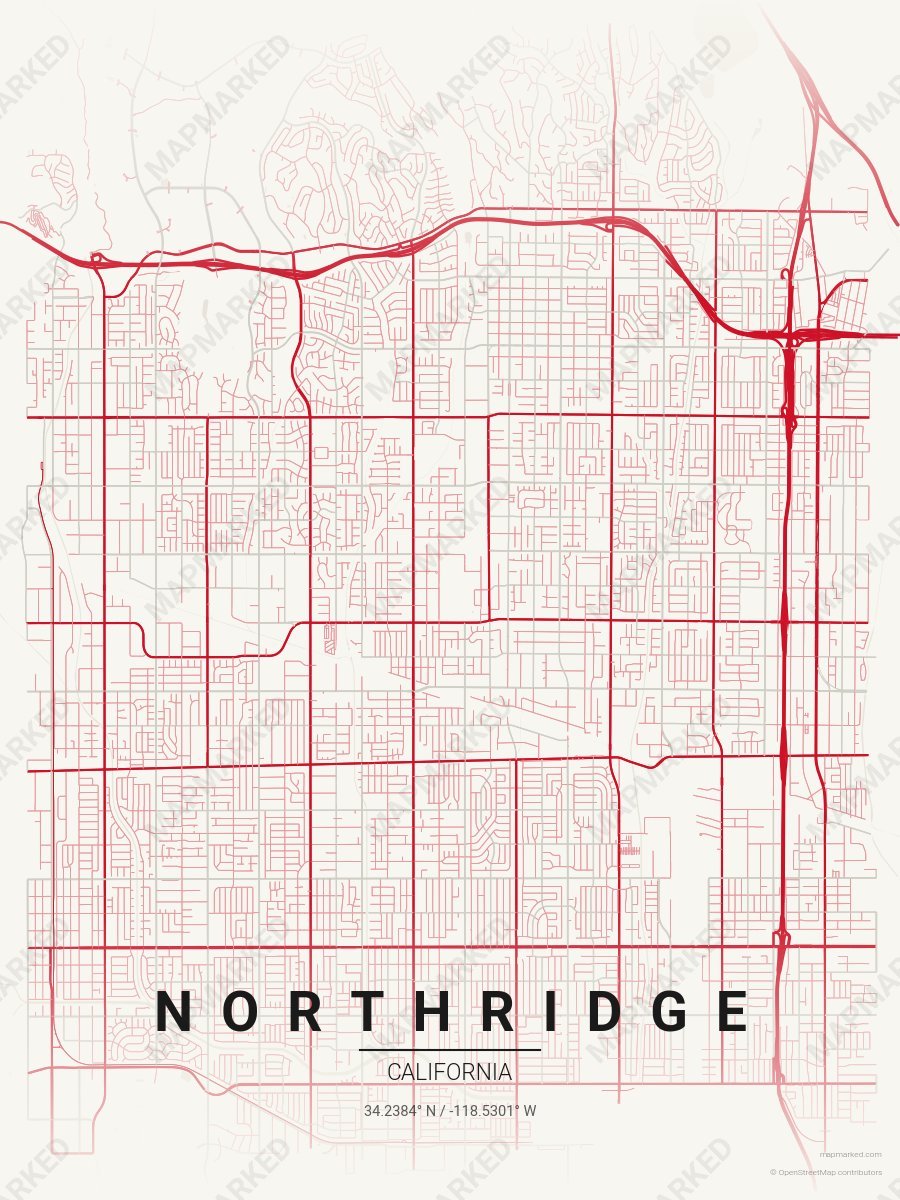 Cream, Red & Silver Bold style sample on Northridge