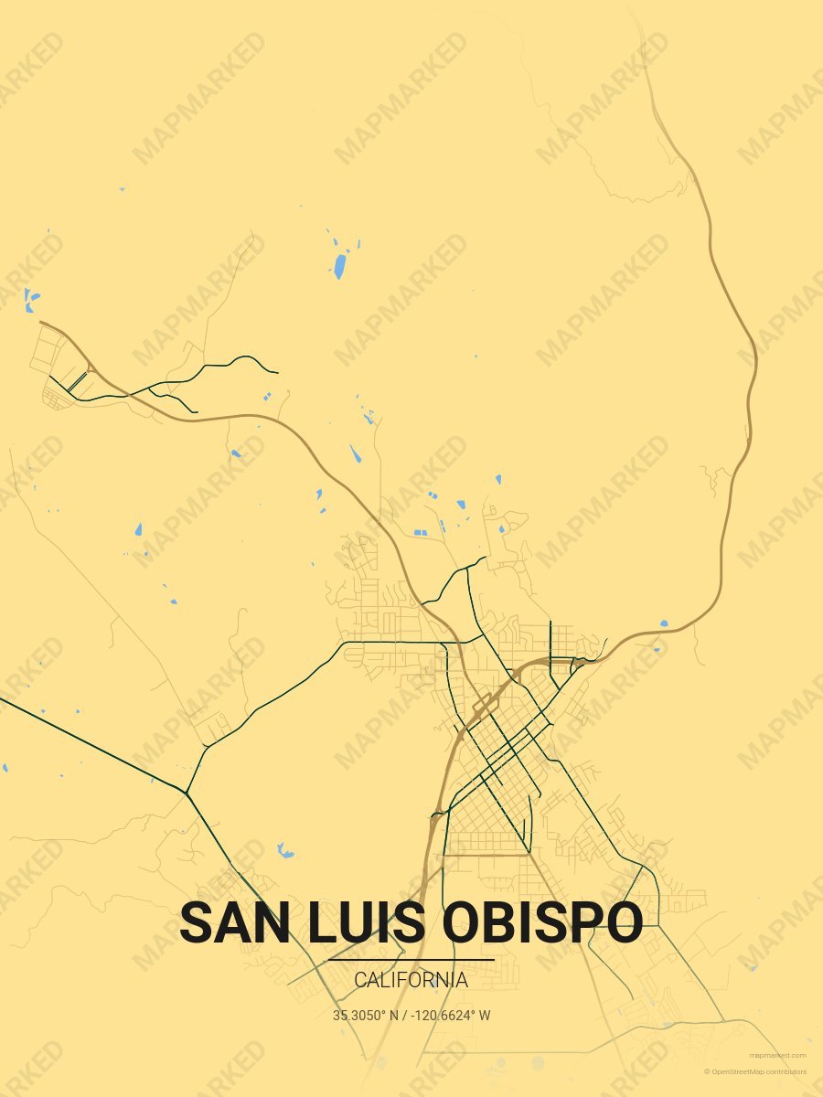 Gold, Gold & Green Verve style sample on San Luis Obispo