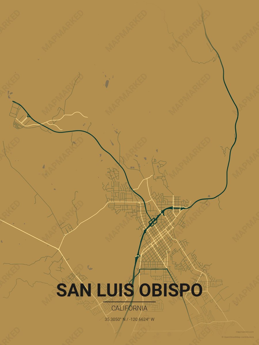 Gold & Green Range style sample on San Luis Obispo