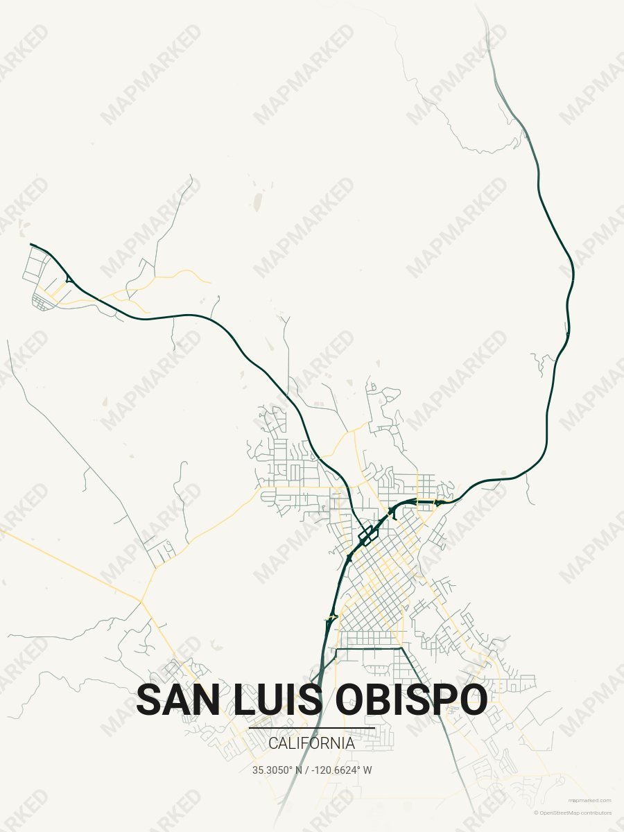 Cream, Green & Gold Icon style sample on San Luis Obispo