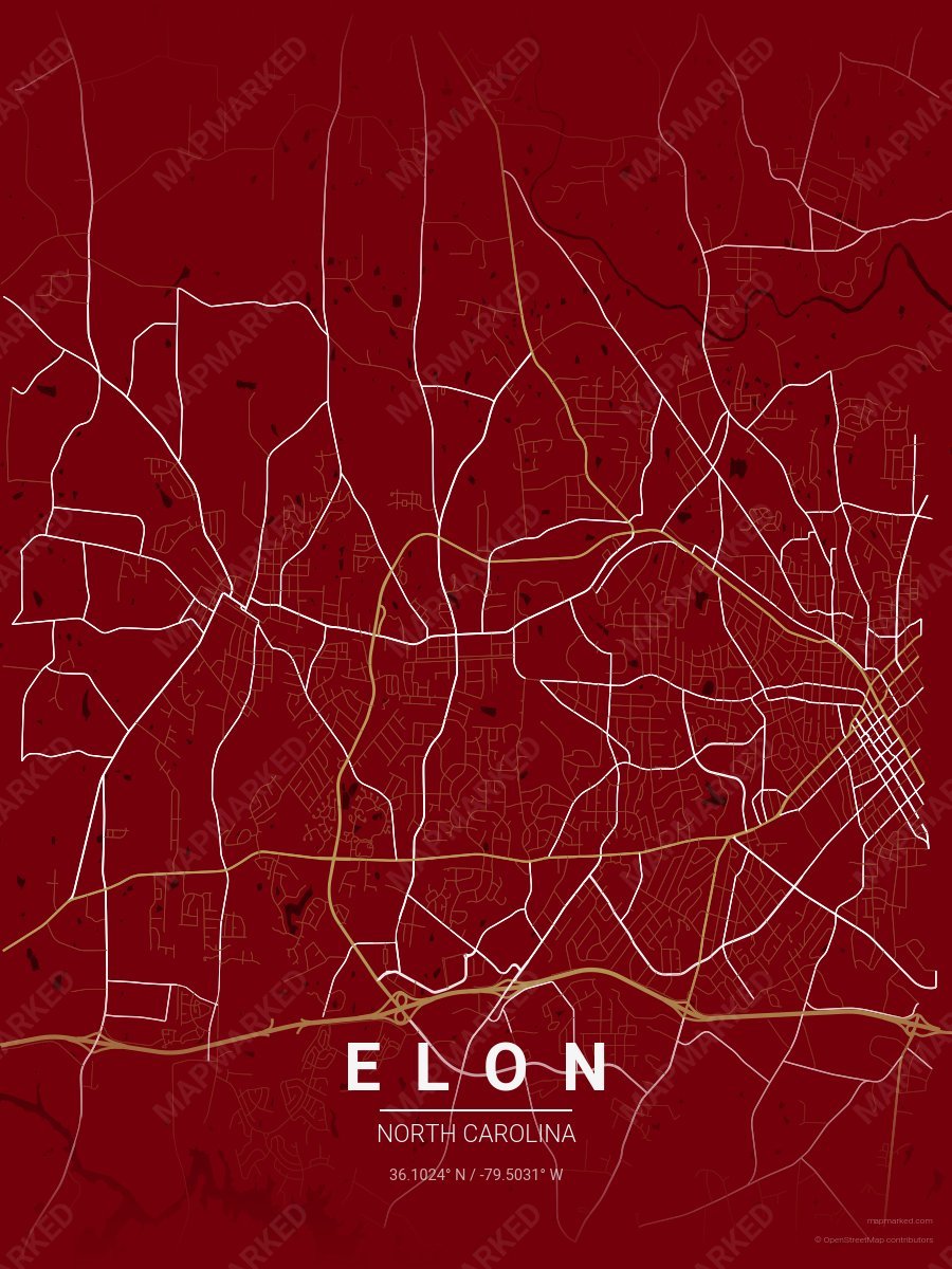 Maroon, Gold & White Statement style sample on Elon North