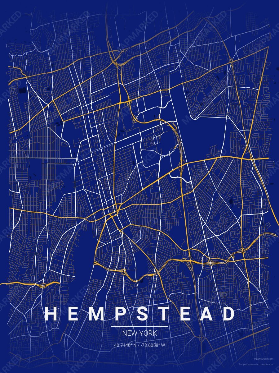 Blue, Gold & White Verve style sample on Hempstead New