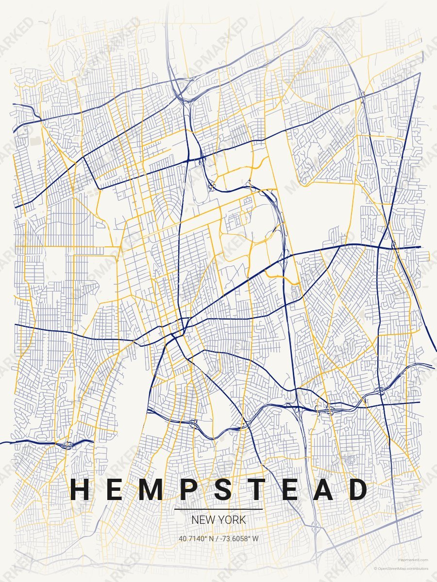 Cream, Blue & Gold Statement style sample on Hempstead New