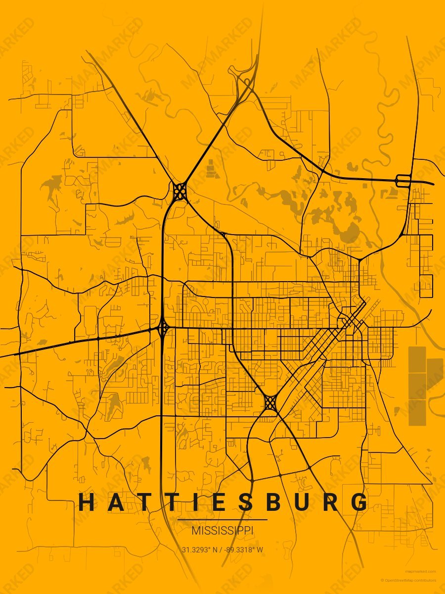 Gray & Black Icon style sample on Hattiesburg