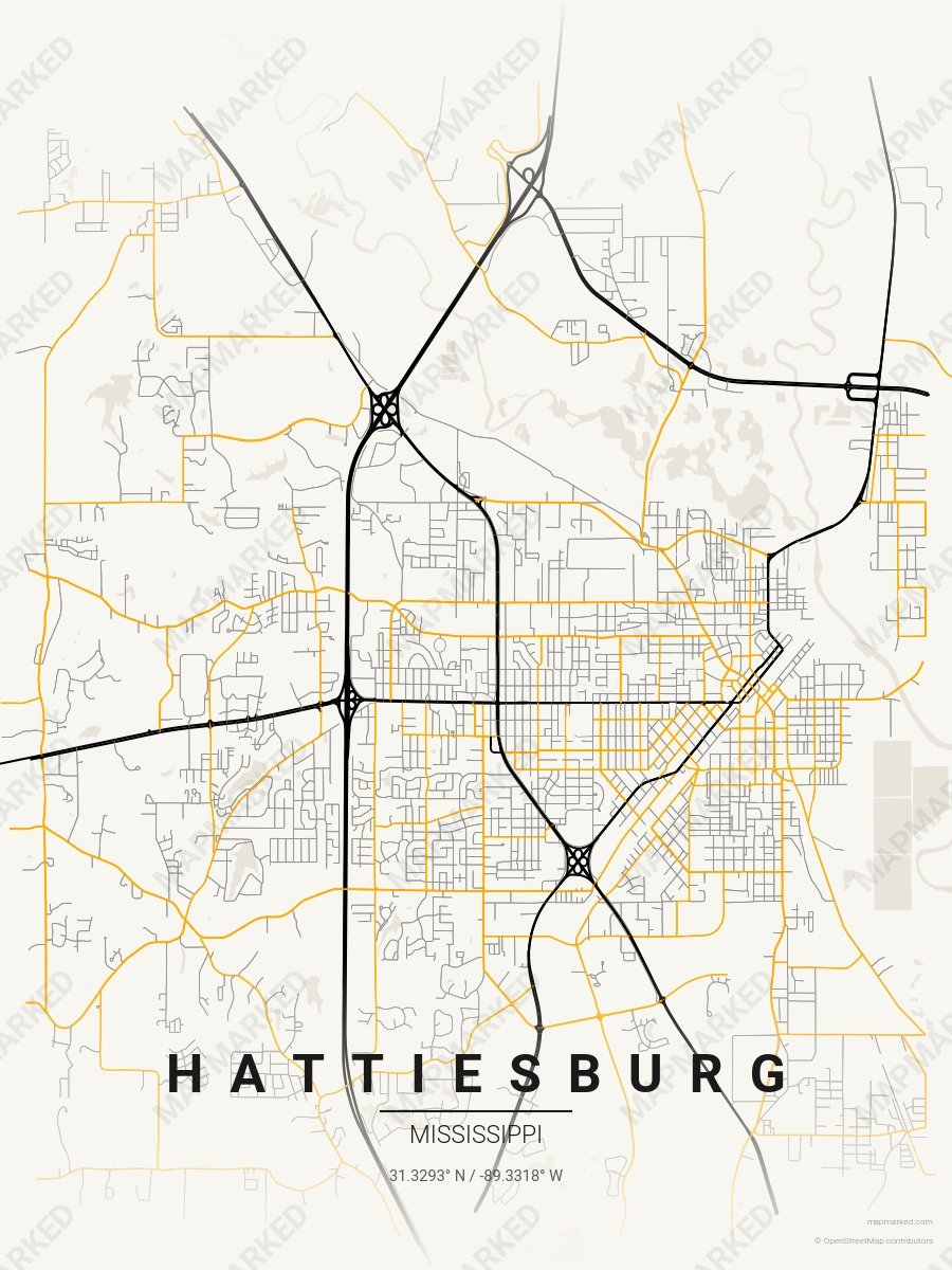 Cream, Black & Gray Statement style sample on Hattiesburg