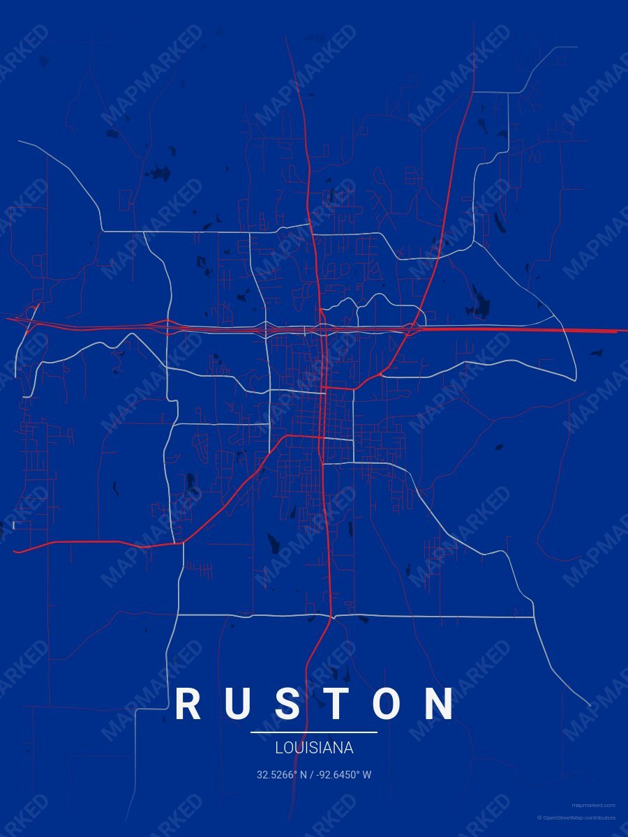 Blue, Red & Gray Atlas style sample on Ruston