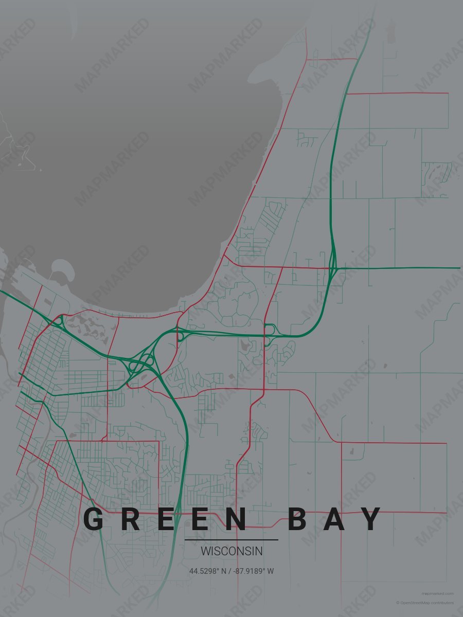 Silver, Green & Red Classic style sample on Green Bay