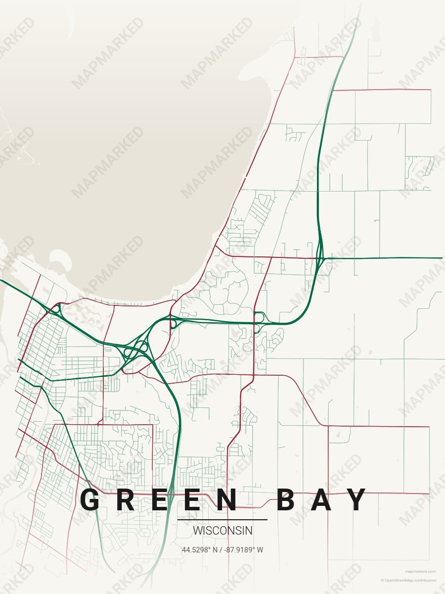 Cream, Green & Red Icon style sample on Green Bay