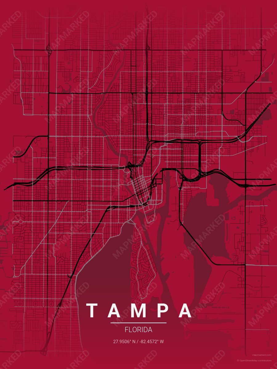 Crimson, Black & Gray Standard style sample on Tampa