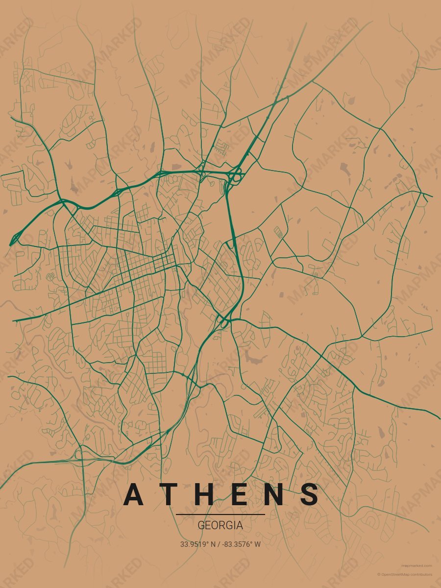 Tan & Green Bold style sample on Athens