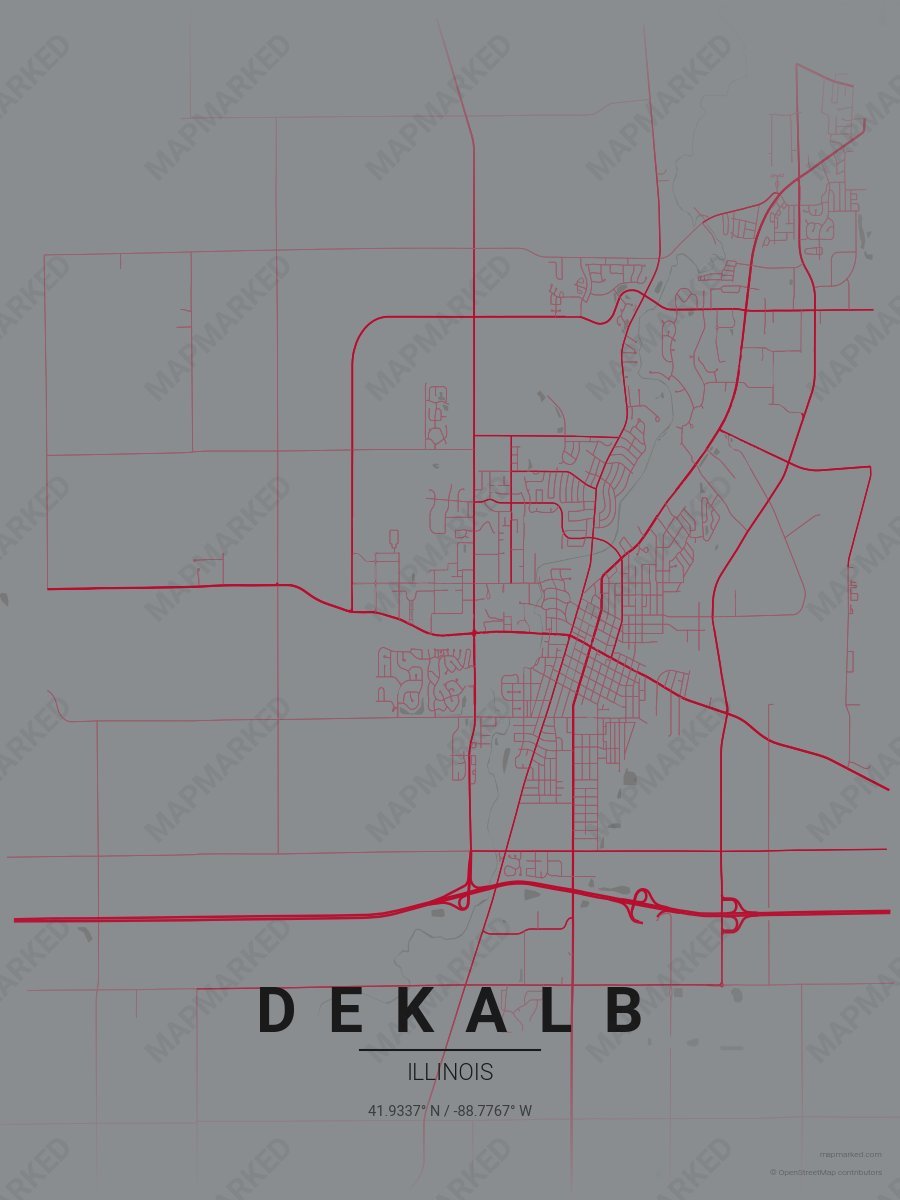 Silver & Red Verve style sample on Dekalb