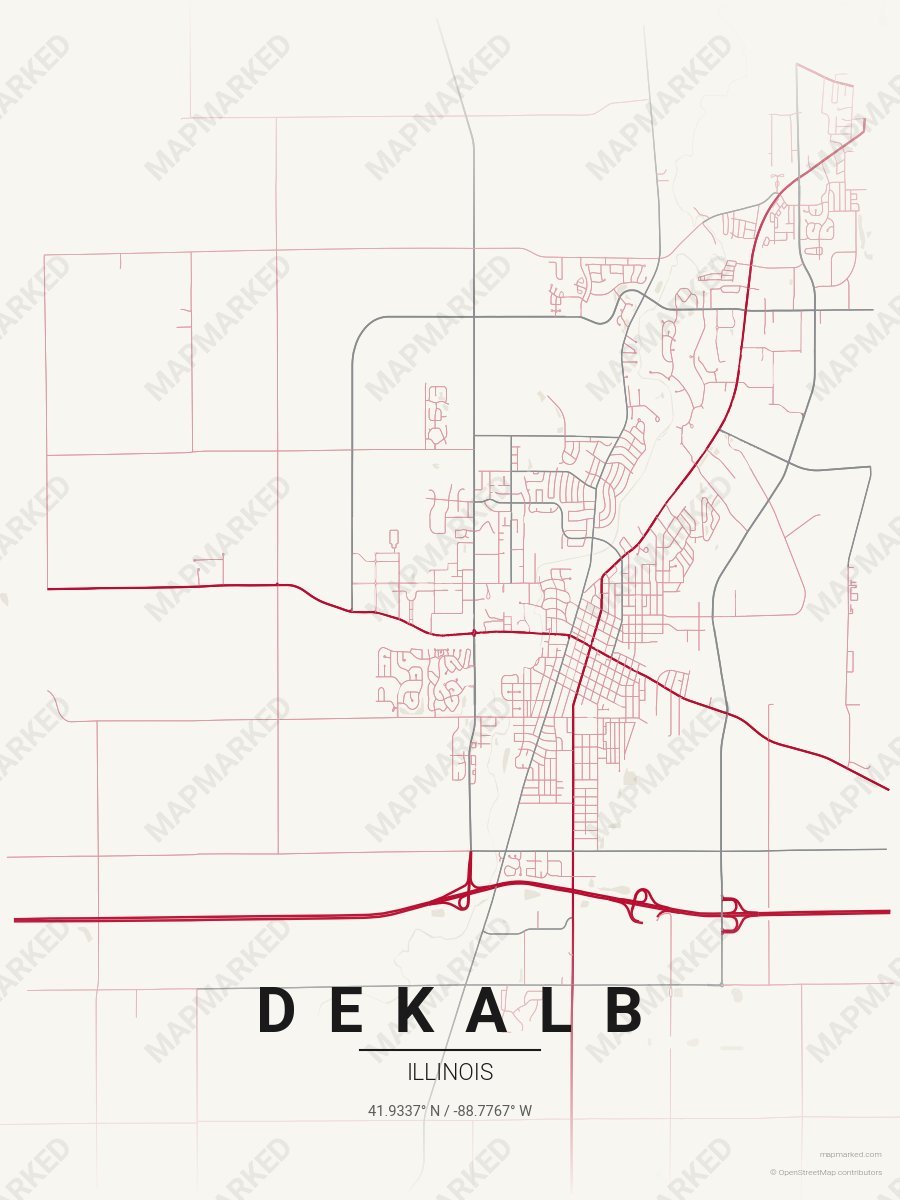 Cream, Red & Silver Standard style sample on Dekalb