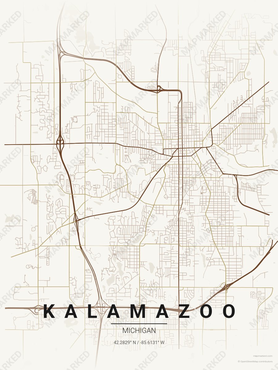 Cream, Brown & Gold Statement style sample on Kalamazoo