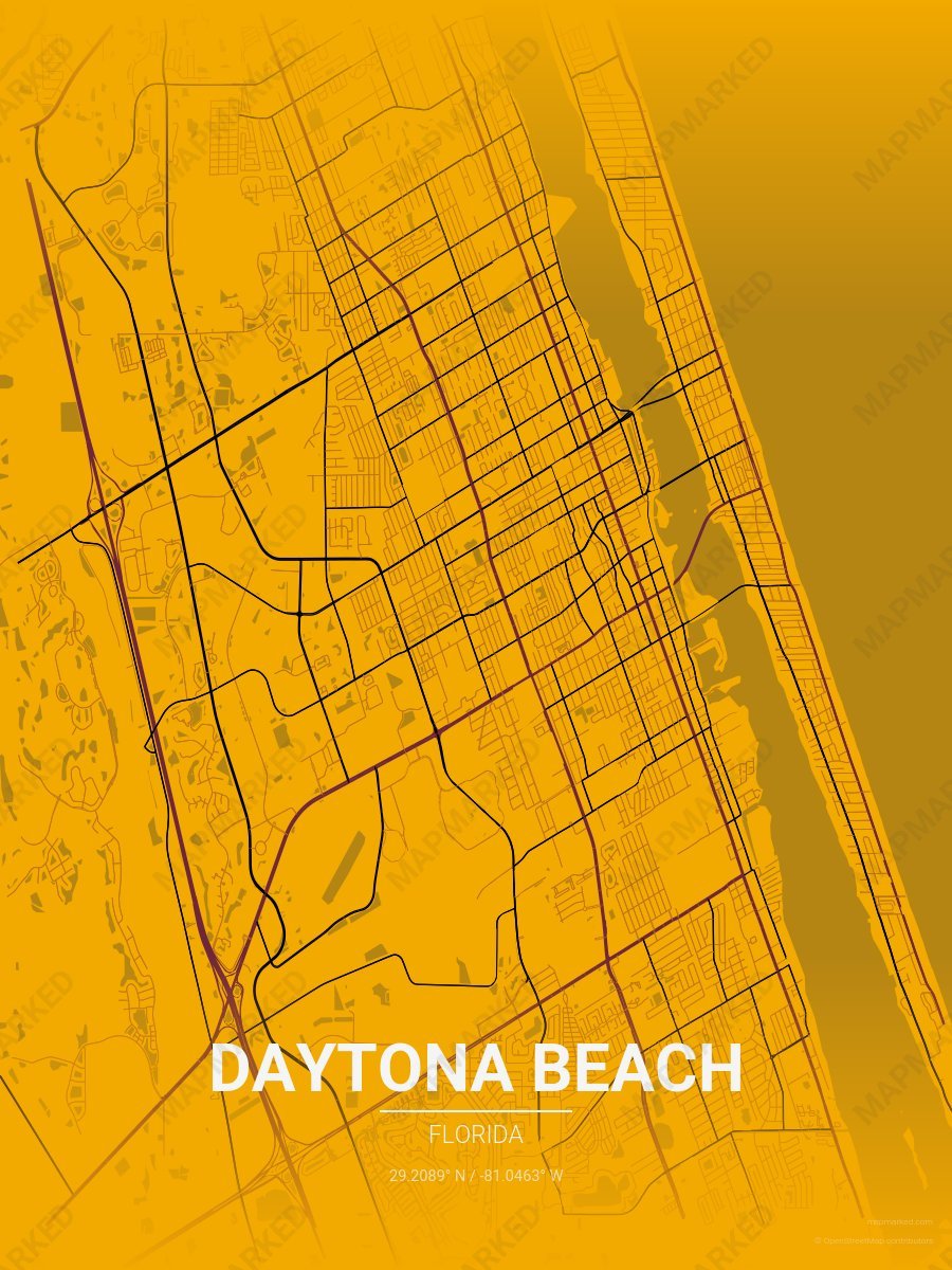 Yellow, Burgundy & Black Motif style sample on Daytona Beach