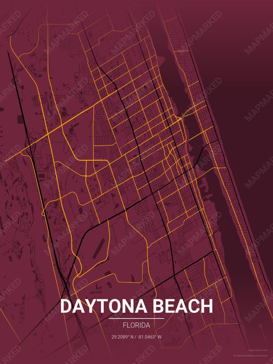 Burgundy, Black & Yellow Vista style sample on Daytona Beach