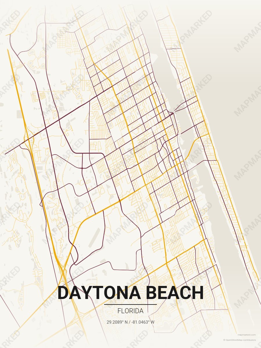Cream, Yellow & Burgundy Bold style sample on Daytona Beach